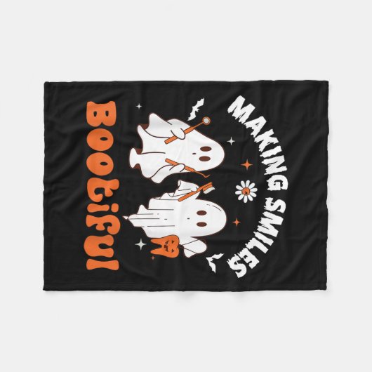 Lachen Bootiful Funny Ghost Dentist Halloween Dent Fleece Deken (Voorkant (Horizontaal))