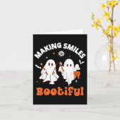 Lachen Bootiful Funny Ghost Dentist Halloween Dent Kaart (Gele Bloem)