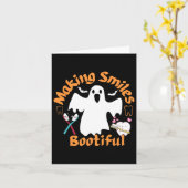 Lachen Bootiful Funny Ghost Dentist Halloween Dent Kaart (Gele Bloem)
