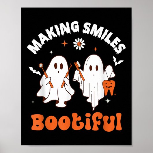 Lachen Bootiful Funny Ghost Dentist Halloween Dent Poster (Voorkant)