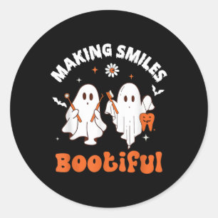 Lachen Bootiful Funny Ghost Dentist Halloween Dent Ronde Sticker