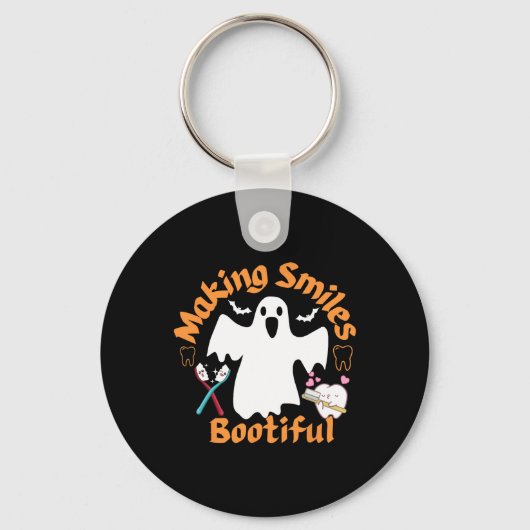 Lachen Bootiful Funny Ghost Dentist Halloween Dent Sleutelhanger (Voorkant)