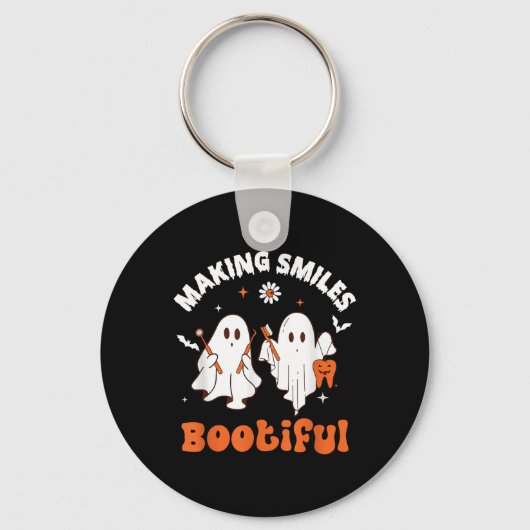 Lachen Bootiful Funny Ghost Dentist Halloween Dent Sleutelhanger (Voorkant)