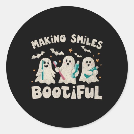 Lachen Bootiful Halloween Funny Ghost Dent Ronde Sticker (Voorkant)