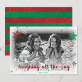 Lachen de hele weg Folie Sneeuwvlokken Volledige F Feestdagenkaart (Voorkant / Achterkant)