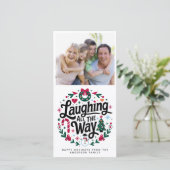Lachen de hele weg Foto Feestdagenkaart (Staand voorkant)