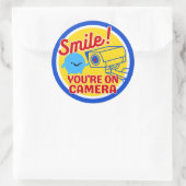 Lachen die je in camera hebt ronde sticker (Tas)