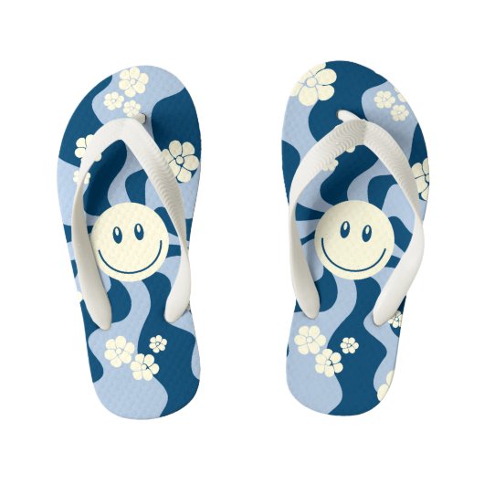 Lachen - Donkerblauw, lichtblauw en crème Kinder Teenslippers (Voetbed)