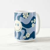 Lachen - Donkerblauw, lichtblauw en crème Koffiemok (Voorkant rechts)