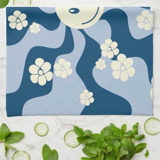 Lachen - Donkerblauw, lichtblauw en crème Theedoek (Gevouwen)