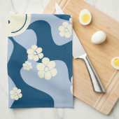 Lachen - Donkerblauw, lichtblauw en crème Theedoek (Quarter Fold)