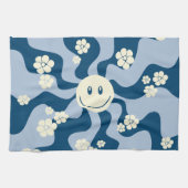 Lachen - Donkerblauw, lichtblauw en crème Theedoek (Horizontaal)