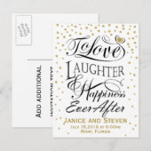 Lachen en gelukkig zijn in liefde voor altijd ontw uitnodiging briefkaart (Voorkant / Achterkant)