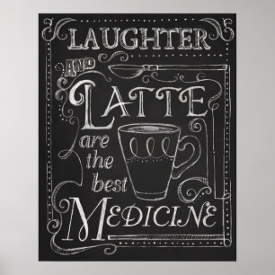 Lachen en Letten, Coffee Chalkboard Art Poster