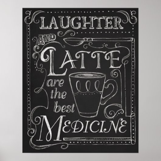Lachen en Letten, Coffee Chalkboard Art Poster (Voorkant)