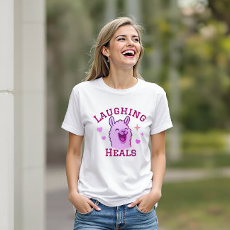 Lachen geneest Schattigee lama T-shirt