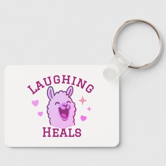 Lachen geneest Schattigee Llama-Sleutelhanger Sleutelhanger (Voorkant)