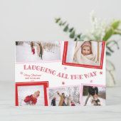 Lachen helemaal leuk fotocollage Kerstmis Feestdagenkaart (Staand voorkant)