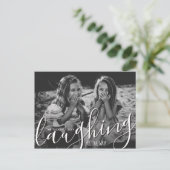 Lachen helemaal Merry Christmas Red Foto Briefkaart (Staand voorkant)