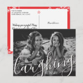 Lachen helemaal Merry Christmas Red Foto Briefkaart (Voorkant / Achterkant)