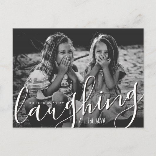 Lachen helemaal Merry Christmas Red Foto Briefkaart (Voorkant)