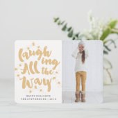 LACHEN HELEMAAL | SCRIPT-VAKANTIEFOTOKAART FEESTDAGENKAART (Staand voorkant)