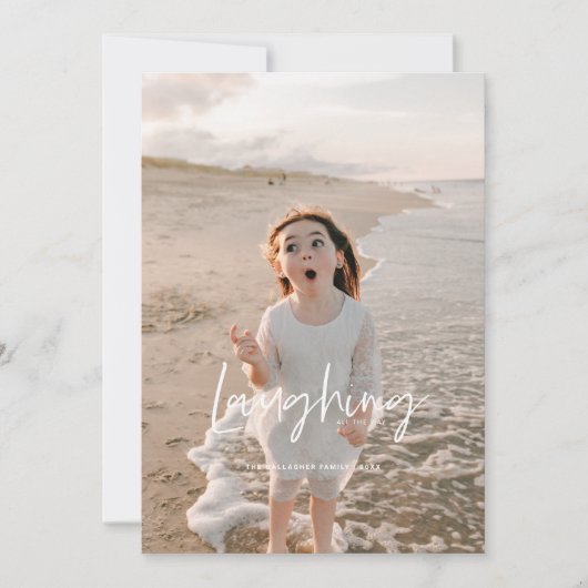 Lachen helemaal wit feestdagenkaart (Voorkant)