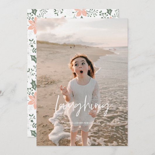 Lachen helemaal wit feestdagenkaart (Voorkant / Achterkant)