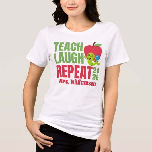 Lachen herhaal leraar Tri-Blend shirt (Voorkant)