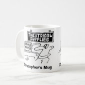 Lachen in blik in theaterwinkel. Naam toevoegen. Koffiemok (Voorkant links)