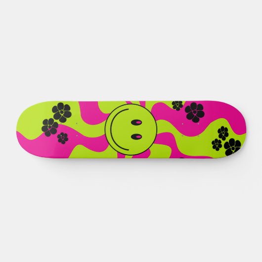 Lachen in limoengroen, heet roze en zwart persoonlijk skateboard (Horizontaal)