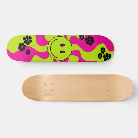 Lachen in limoengroen, heet roze en zwart persoonlijk skateboard (Horizontaal)