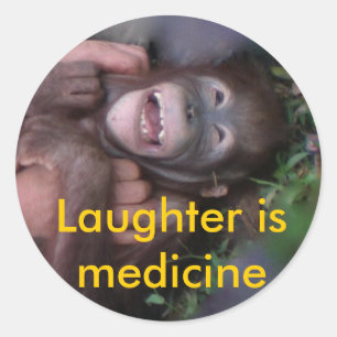 Lachen is geneeskunde lachen dieren ronde sticker
