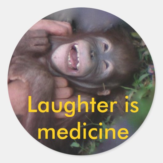 Lachen is geneeskunde lachen dieren ronde sticker (Voorkant)