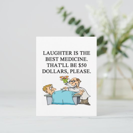lachen is het beste medicijn briefkaart (Staand voorkant)