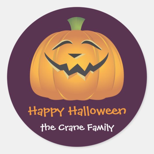 Lachen jolly pumpkin custom Halloween cadeau label (Voorkant)