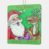 LACHEN KERSTMAN & RENDIER KERST KERAMISCH ORNAMENT (Links)