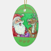 LACHEN KERSTMAN & RENDIER KERST KERAMISCH ORNAMENT (Links)