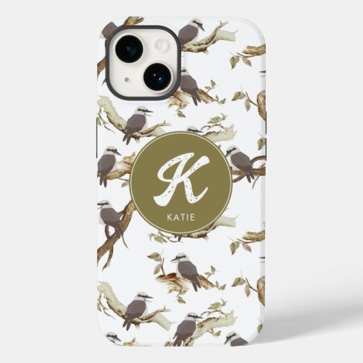 Lachen Kookaburra Australisch Eucalyptus Monogram Case-Mate iPhone Case (Achterkant)