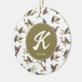 Lachen Kookaburra Australisch Eucalyptus Monogram Keramisch Ornament (Links)