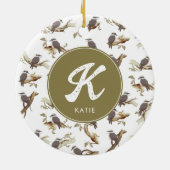 Lachen Kookaburra Australisch Eucalyptus Monogram Keramisch Ornament (Achterkant)