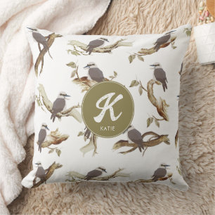 Lachen Kookaburra Australisch Eucalyptus Monogram Kussen
