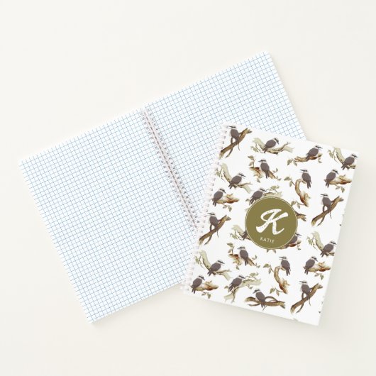 Lachen Kookaburra Australisch Eucalyptus Monogram Notitieboek (Binnen)