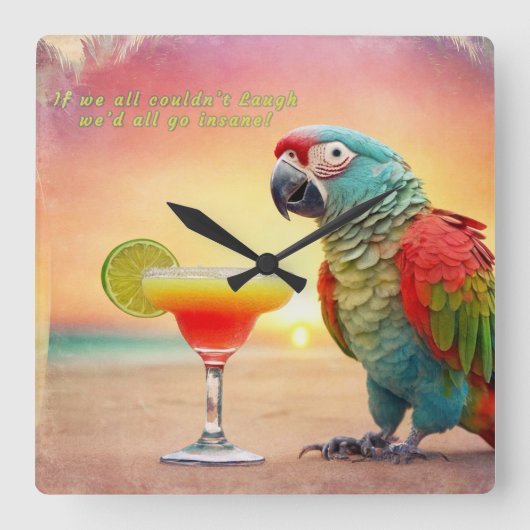 Lachen krankzinnig - vierkante klok (Voorkant)