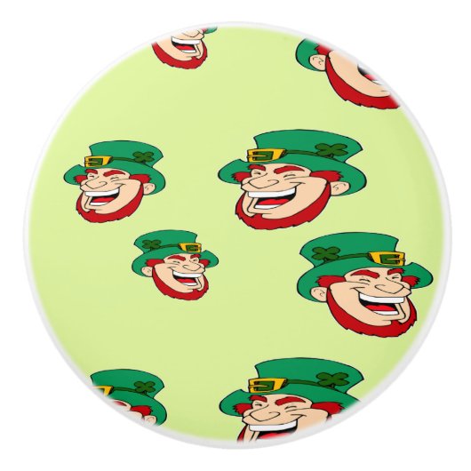 Lachen leprechauns op lichtgroen keramische knop (Voorkant)
