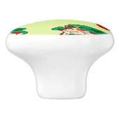 Lachen leprechauns op lichtgroen keramische knop (Zijkant)