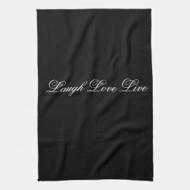 Lachen Live Love Designer Black Tea-Towel Theedoek