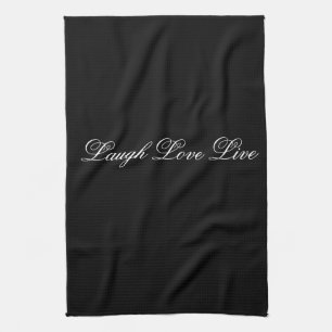 Lachen Live Love Designer Black Tea-Towel Theedoek