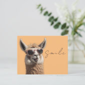 Lachen Llama Schattige Alpaca met Zonnebril Grappi Briefkaart (Staand voorkant)