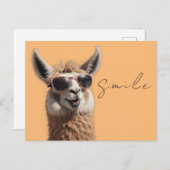 Lachen Llama Schattige Alpaca met Zonnebril Grappi Briefkaart (Voorkant / Achterkant)